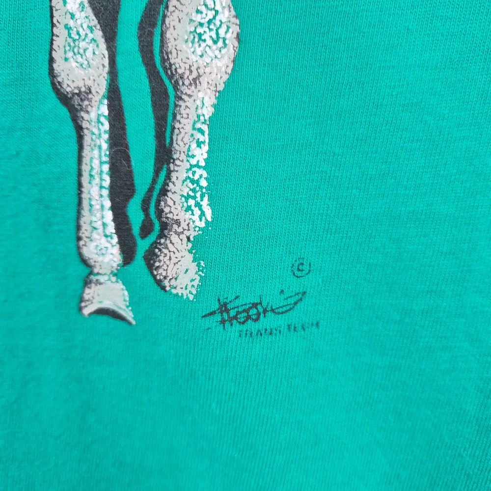 Vintage Hanes Beefy-T Horse Graphic T-Shirt XL Green Winthrop WA Single Stitch